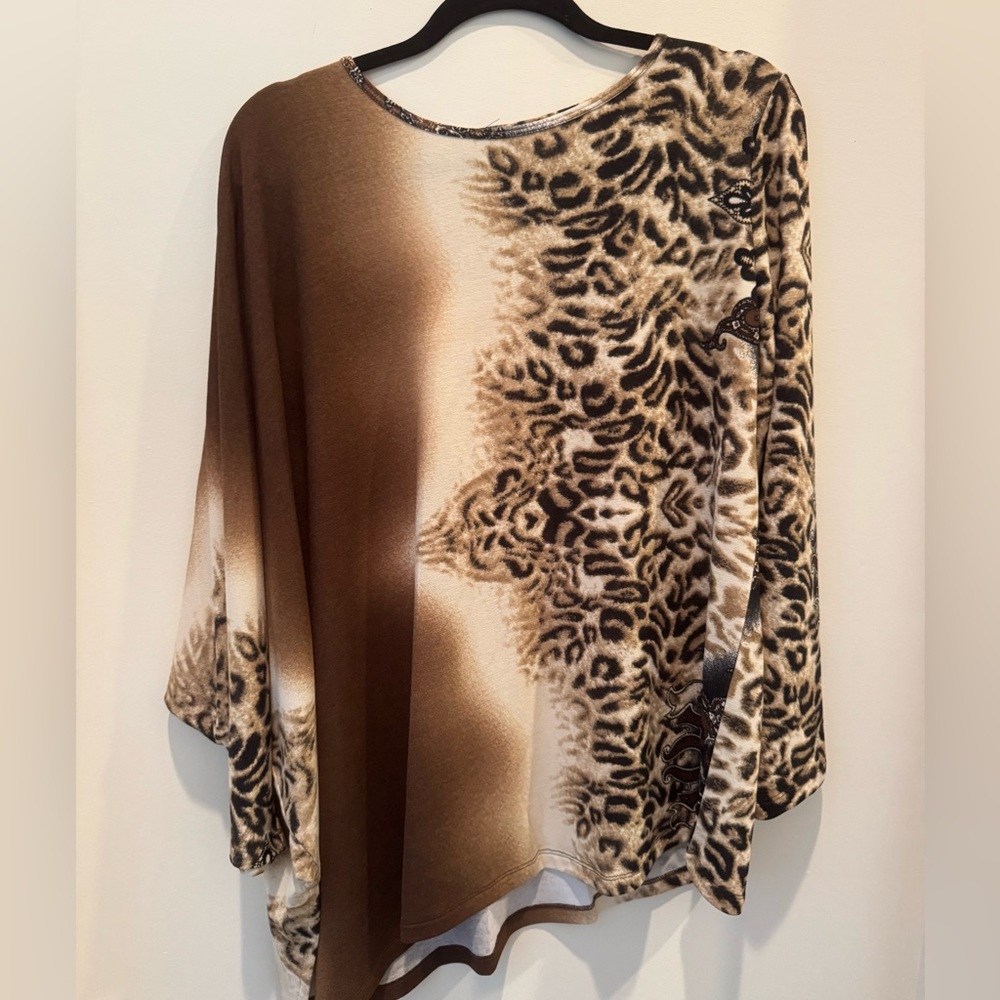 CLARA SUNWOO Animal Print Brown and Cream Tunic